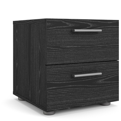 Austin 2 Drawer Nightstand, Black, large