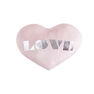 This large heart shaped pillow features a soft velvet face fabric with "Love" in a metallic silver print on the face, making for a perfect accent pillow to complete your bedding.Made of microfiber polyester | Down alternative polyfill | Spot clean | Imported