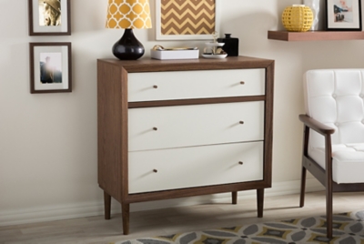 Serta mid century modern 3 shop drawer dresser with changing top