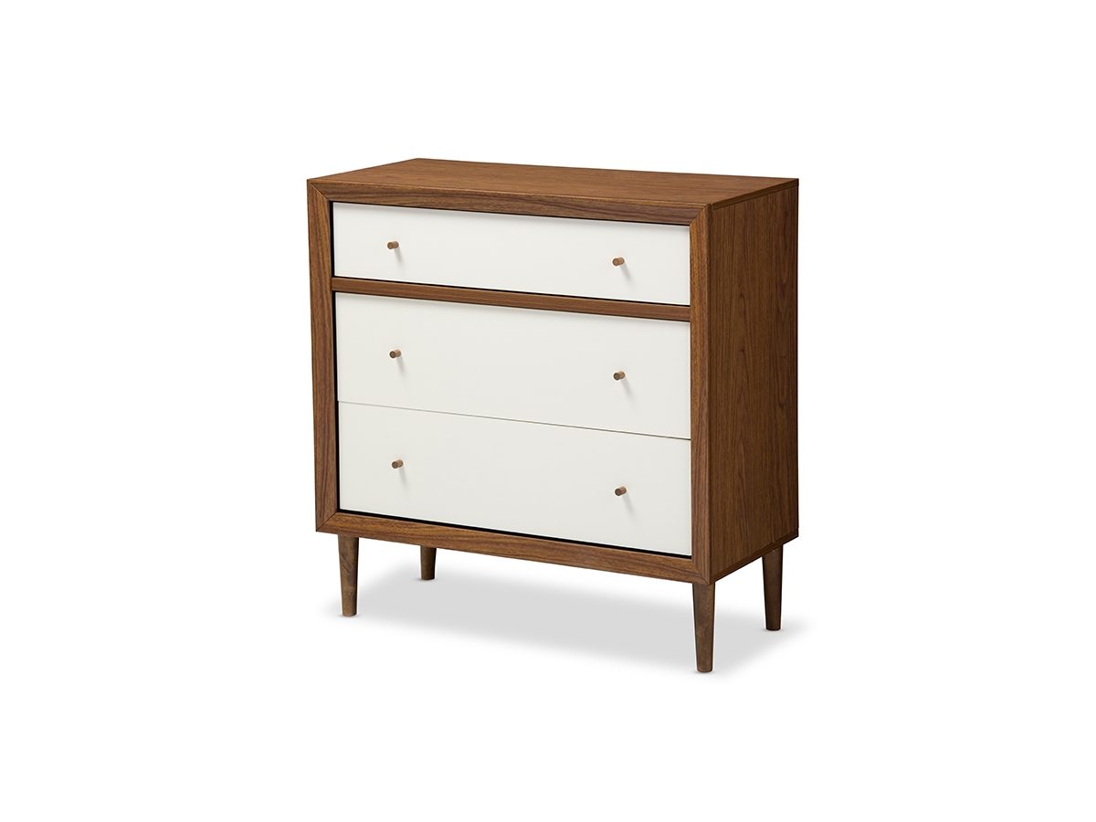 Baxton Studio Harlow Mid-century Modern Scandinavian Style White and Walnut Wood 3-drawer Chest Baxton Studio Harlow Mid-century Modern Scandinavian Style White and Walnut Wood 3-drawer Chest