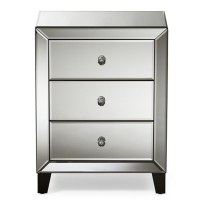 Chevron Modern Mirrored 3 Drawer Nightstand Ashley