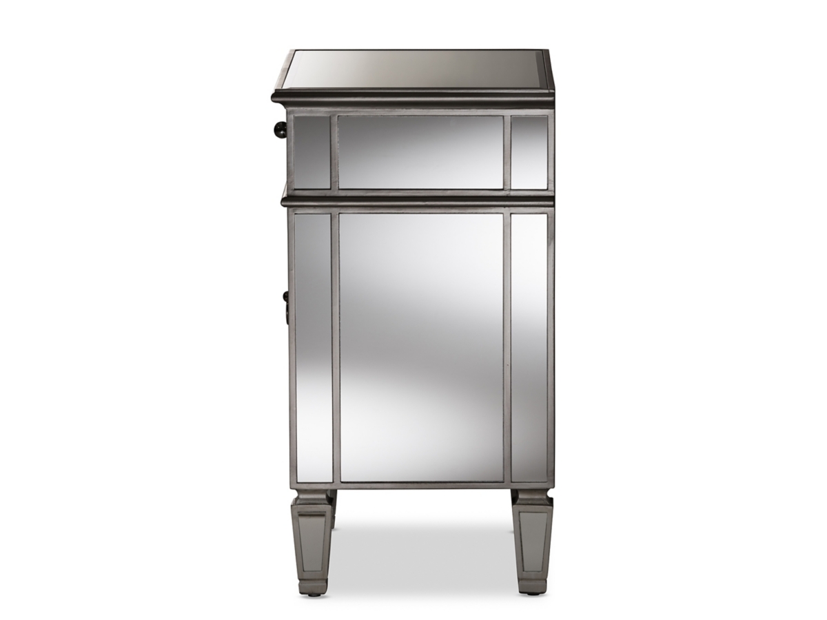 Baxton Studio Claudia Mirrored Nightstand Ashley