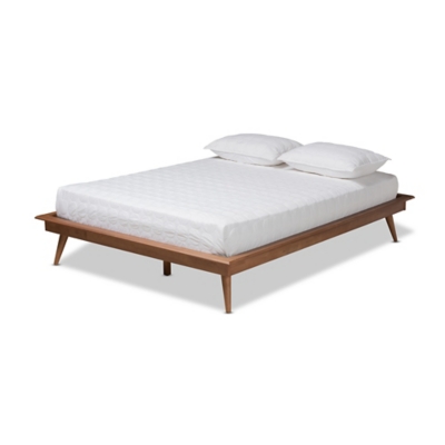 Karine Midcentury Modern Platform Bed, Ash Walnut, large