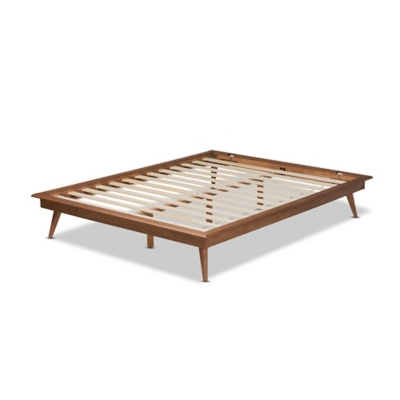 Karine Midcentury Modern Platform Bed, Ash Walnut, large