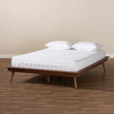 Karine Midcentury Modern Platform Bed, Ash Walnut, large