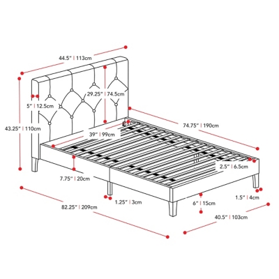 CorLiving Nova Ridge Twin Tufted Upholstered Bed | Ashley