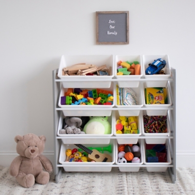 Humble Crew Cambridge Toy Storage Organizer with Shelf and 9 Storage Bins,  White