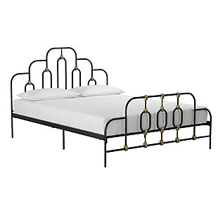 Olivia Queen Metal Bed, Black, large
