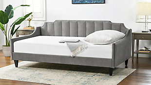 The Edgar Collection by Jennifer Taylor Home is the perfect addition to any living space loo to add a bit of a contemporary flair and lounging comfort. High quality fabric wraps a solid wood frame made from kiln dried birch which provides exceptional support and stability. This sofa bed / daybed features a padded channel tufted back panel for a bold look and exceptional comfort. Jennifer Taylor Home offers a unique versatility in design and makes use of a variety of trend inspired color palettes and textures. Our products bring new life to the classic American home.Bench made home furnishing products carey hand built by experienced craftsmen and women | A sturdy frame of kiln dried solid hardwood and 11 layer plywood for strength and support that will last | Upholstered in high quality woven fabric atop premium high density flame retardant foam for a luxurious firm feel | High quality material selection provide durability with a lush look, wide variety of colors are cozy and inviting | Standard size mattress required; not included | Assembly Required