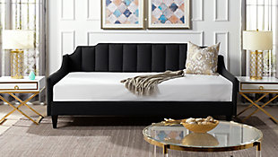Edgar Channel Tufted Sofa Bed Daybed, Black, rollover