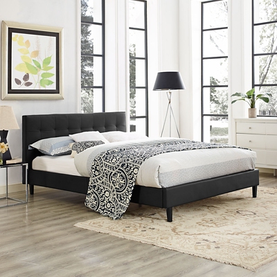 Linnea Faux Leather Platform Bed | Ashley