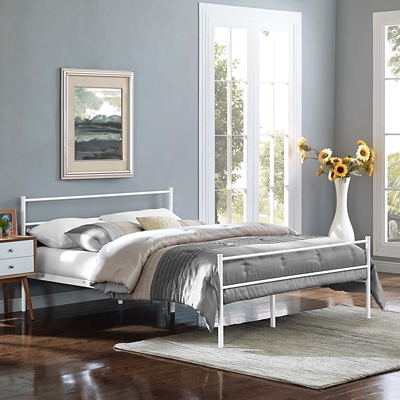 B600007596 Alina Queen Platform Bed, White sku B600007596