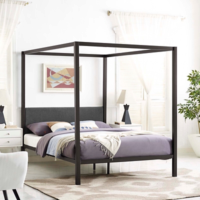 Raina Canopy Bed, Brown/Gray