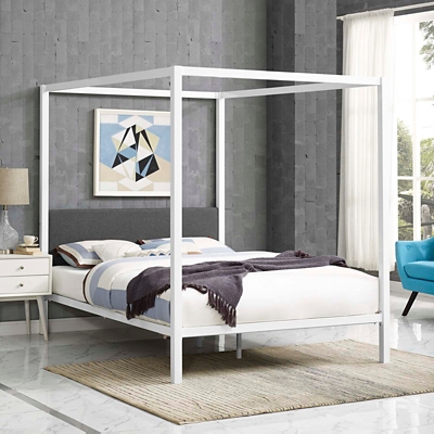 B600007598 Raina Canopy Bed, White/Gray sku B600007598