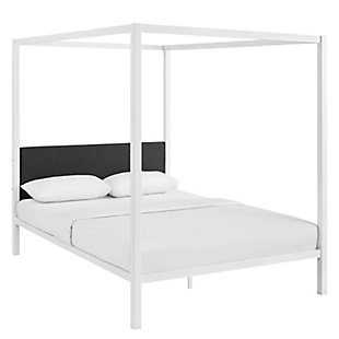 Raina Queen Canopy Bed, White/Gray, large