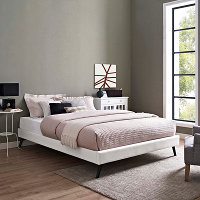 Loryn Queen Vinyl Platform Bed, White