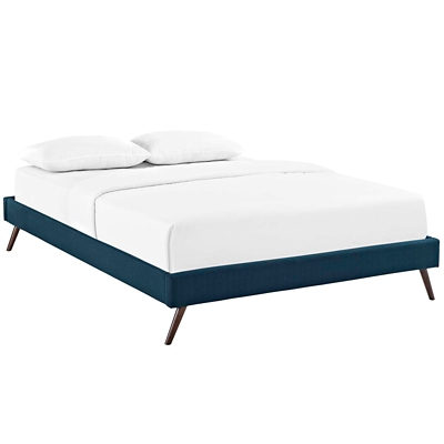 Loryn Queen Vinyl Platform Bed, Azure, large