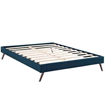 Loryn Queen Vinyl Platform Bed, Azure, large