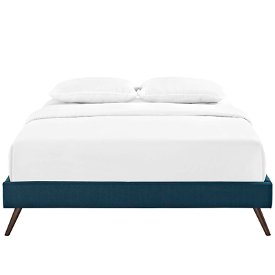 Loryn Queen Vinyl Platform Bed, Azure, large