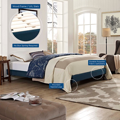 Loryn Queen Vinyl Platform Bed, Azure, large