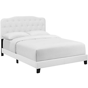 Amelia Queen Faux Leather Bed, White, large