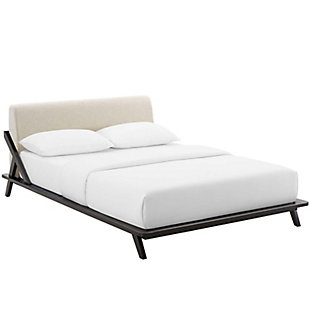 Luella Queen Upholstered Platform Bed, Cappuccino/Beige, large