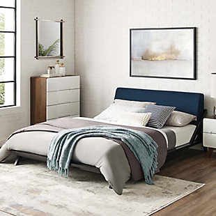 Luella Queen Upholstered Platform Bed, Cappuccino/Blue, rollover