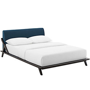 Luella Queen Upholstered Platform Bed, Cappuccino/Blue, large