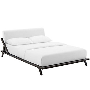 Luella Queen Upholstered Platform Bed, Cappuccino/White, large