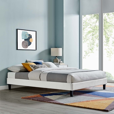 Reign Queen Velvet Platform Bed, Light Gray