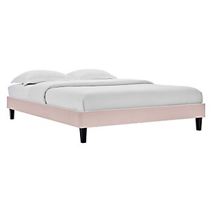 Reign Queen Velvet Platform Bed, Pink, large