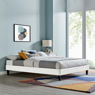 B600007731 Reign Queen Velvet Platform Bed, White sku B600007731