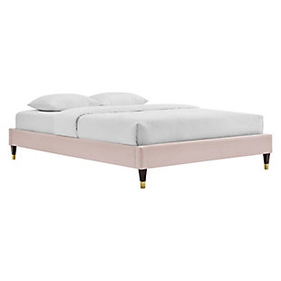 Harlow King Velvet Platform Bed, Pink, large