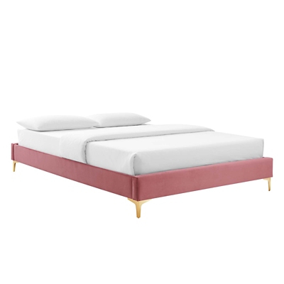 Sutton Queen Velvet Bed, Dusty Rose, large