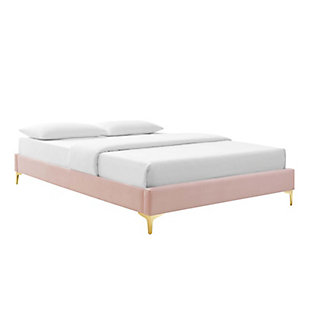 Sutton Queen Velvet Bed, Pink, large