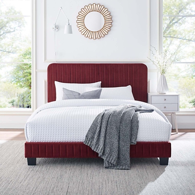 Velvet channel on sale tufted bed