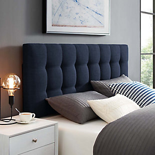 Lily Queen Upholstered Headboard, Navy, rollover