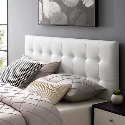 Lily Queen Upholstered Vinyl Headboard, White