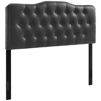 Annabel Queen Upholstered Vinyl Headboard, Black, large