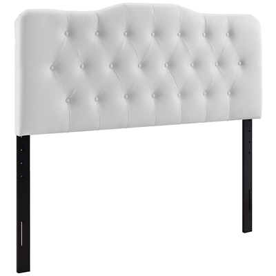 Annabel Queen Upholstered Vinyl Headboard, White, large