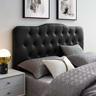 Annabel King Upholstered Vinyl Headboard, Black, rollover