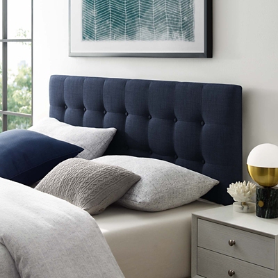 Emily King Upholstered Headboard, Navy, rollover