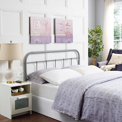 Serena Queen Metal Headboard, Gray, rollover