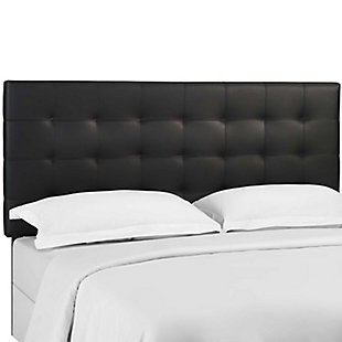 Paisley King and California King Tufted Upholstered Faux Leather Headboard, Black, large