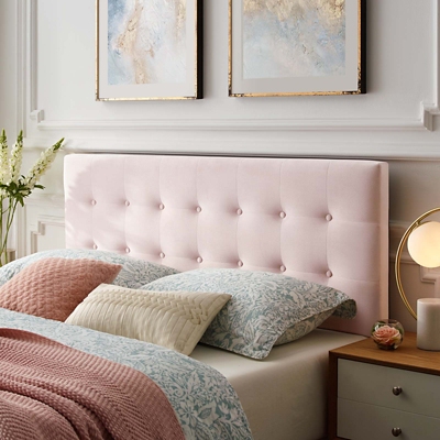 Emily Biscuit Tufted Velvet Headboard, Pink