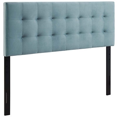 Emily Biscuit Tufted Velvet Headboard, Light Blue, large