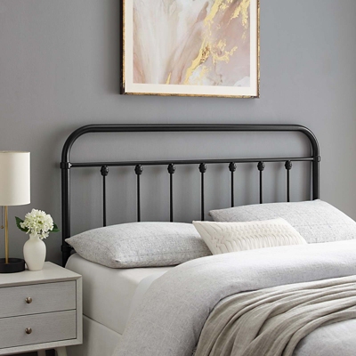 Sage Queen Metal Headboard, Black, large