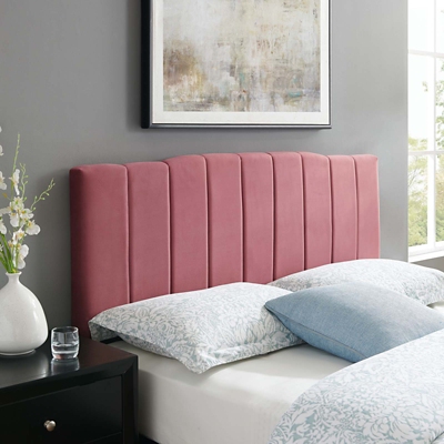 Camilla King and California King Channel Tufted Velvet Headboard, Dusty Rose