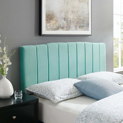 Camilla King and California King Channel Tufted Velvet Headboard, Mint