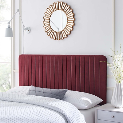 Milenna Queen/Full Tufted Velvet Headboard, Maroon